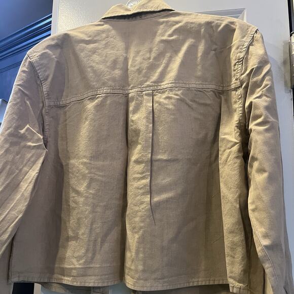 Universal Thread Long Sleeve Collared Cropped Cotton/Linen Blend Shirt Tan - Med - Picture 4 of 8